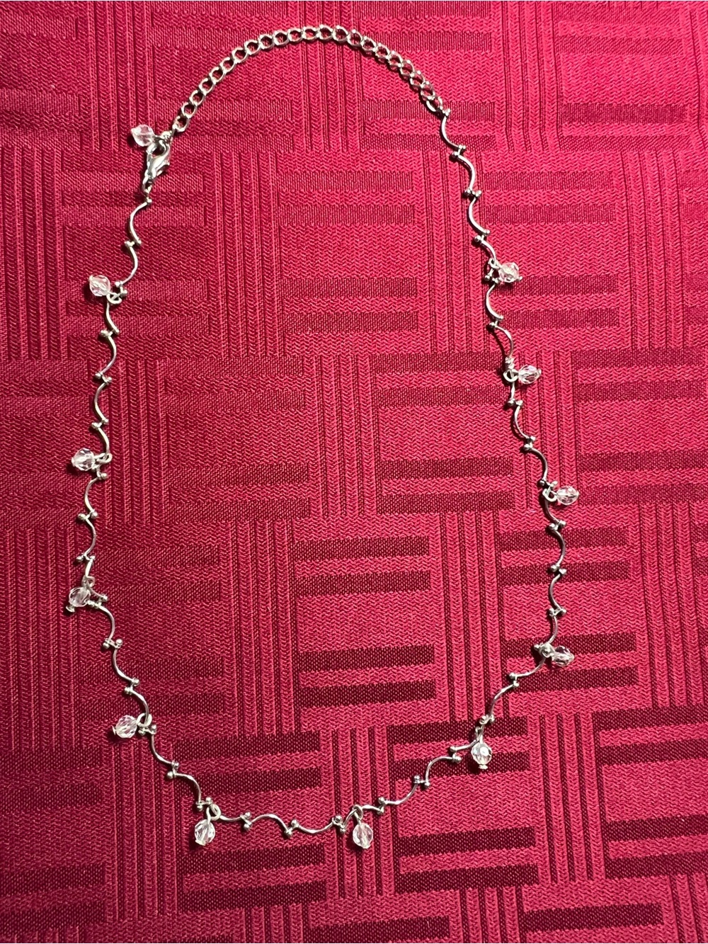 Vintage Silver Tone & Glass Bead 16” Choker Necklace